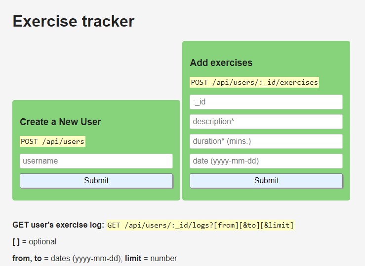 Exercise Tracker API